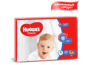 Подгузники Huggies Classic (4) Mega (7-18кг) 68шт*2