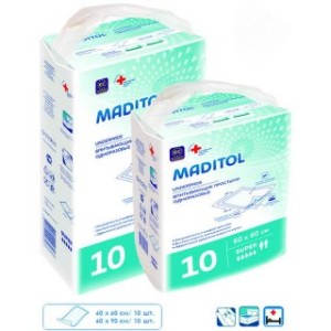 Maditol №10 простыни впитывающие однораз. д/взрос. 60 х 90 см